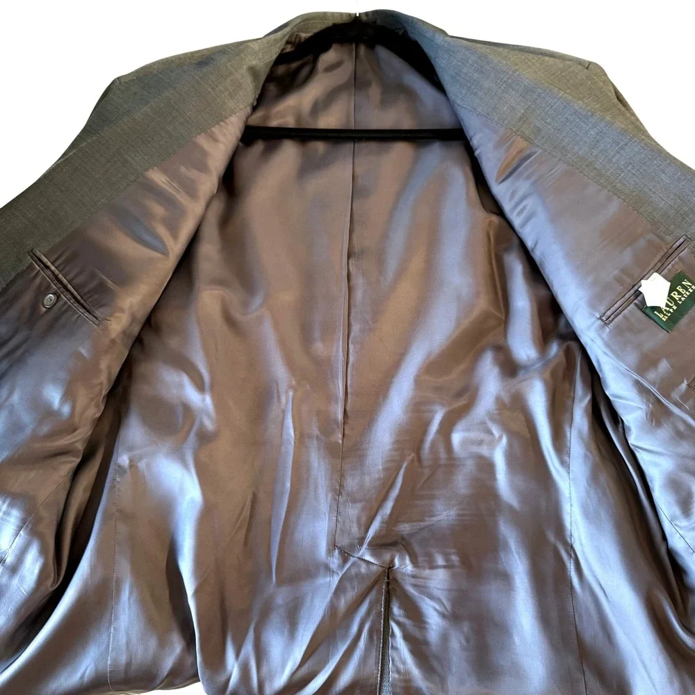 Lauren Ralph Lauren Men's Gray Wool Blend Suit Jacket Blazer Sport‎ Coat 50L